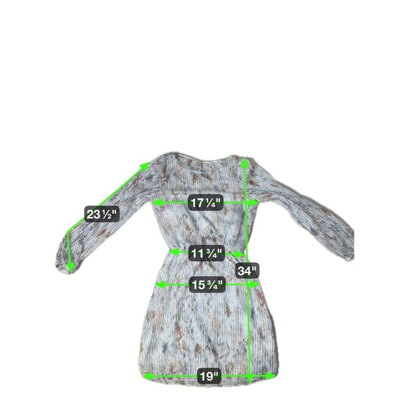 White House Black Market Mini Dress Metallic Boho Long Slit Sleeve Whimsy SZ 00 - Picture 10 of 13